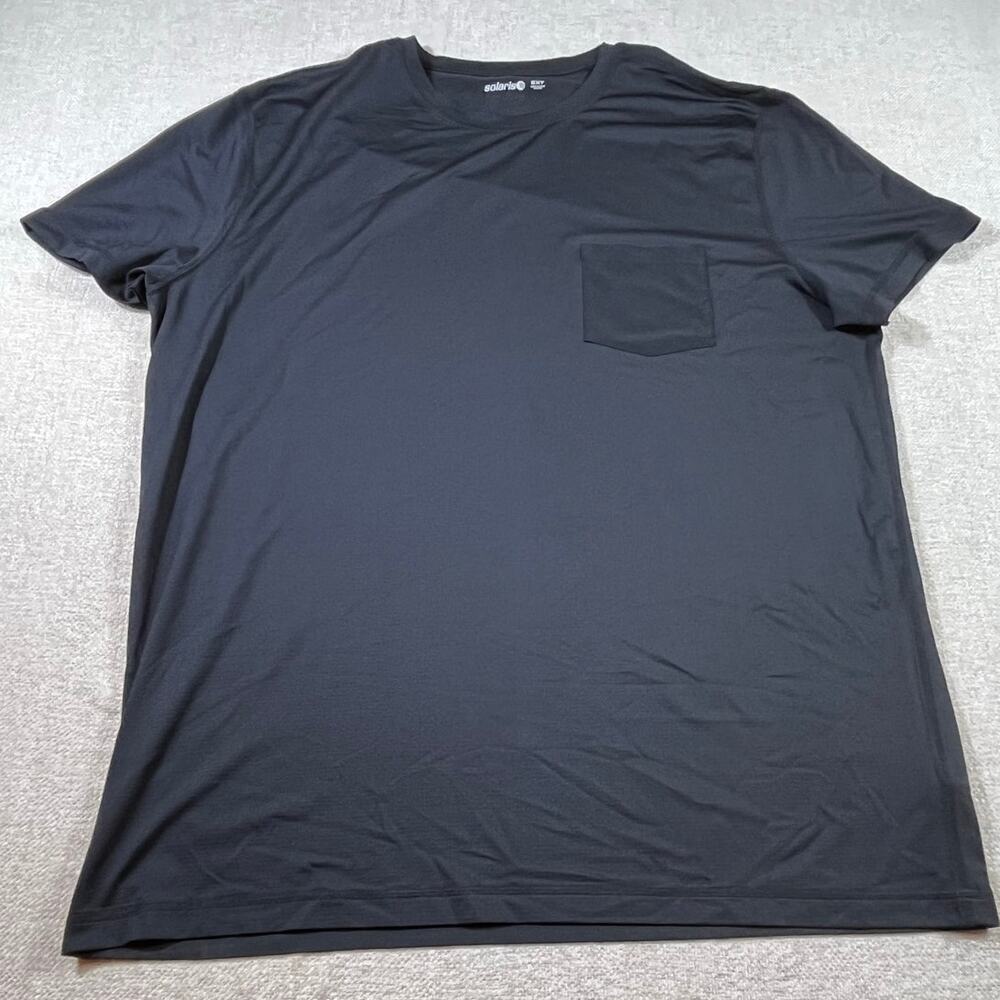 Solaris Men’s 2XT Black Front Pocket Short Sleeve Crewneck Cotton T-Shirt Tall